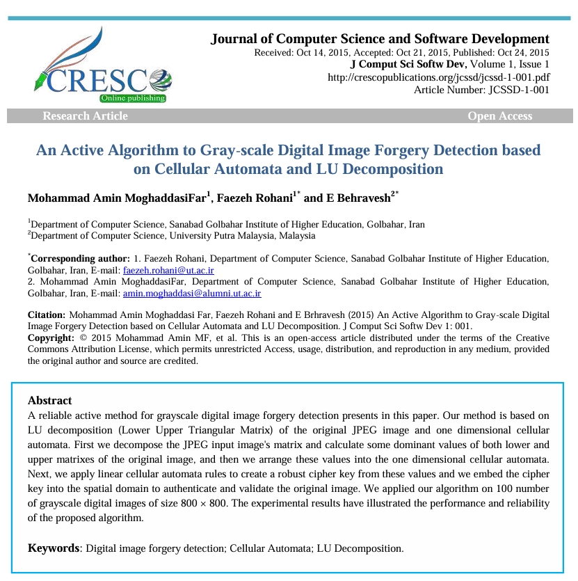 An Active Algorithm to Gray-scale Digital Image paper preview