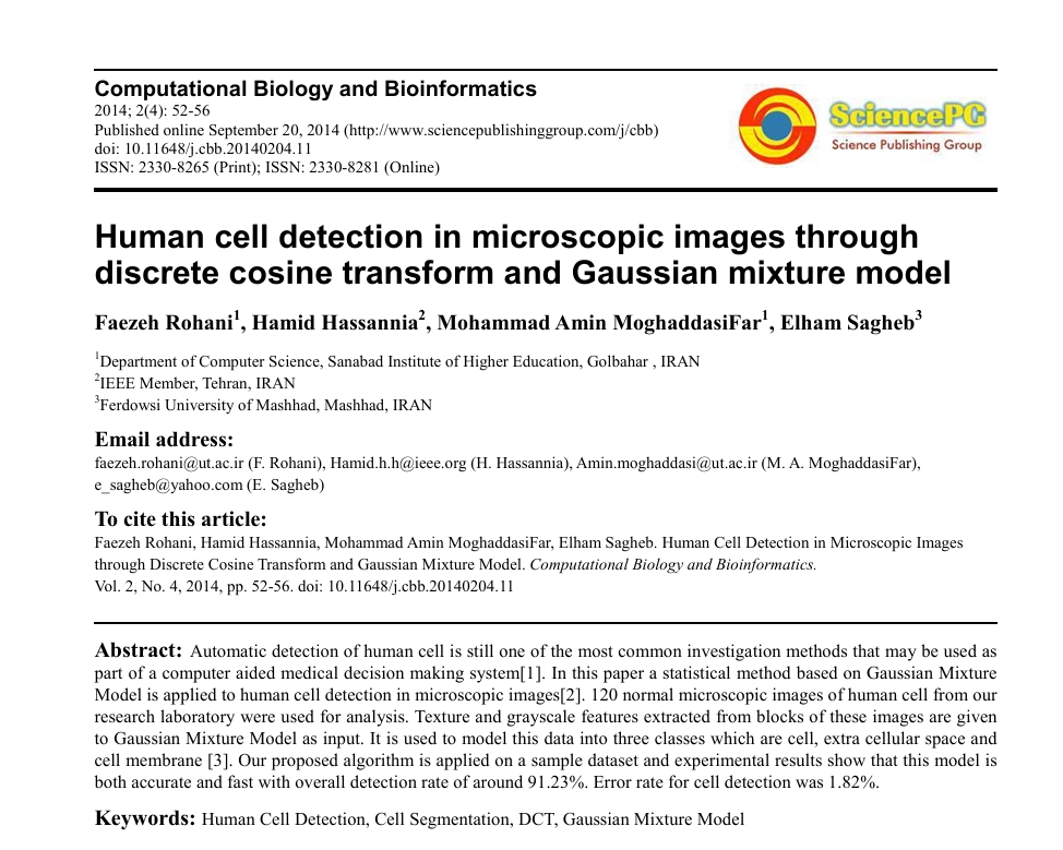 Human cell detection in microscopic image paper preview